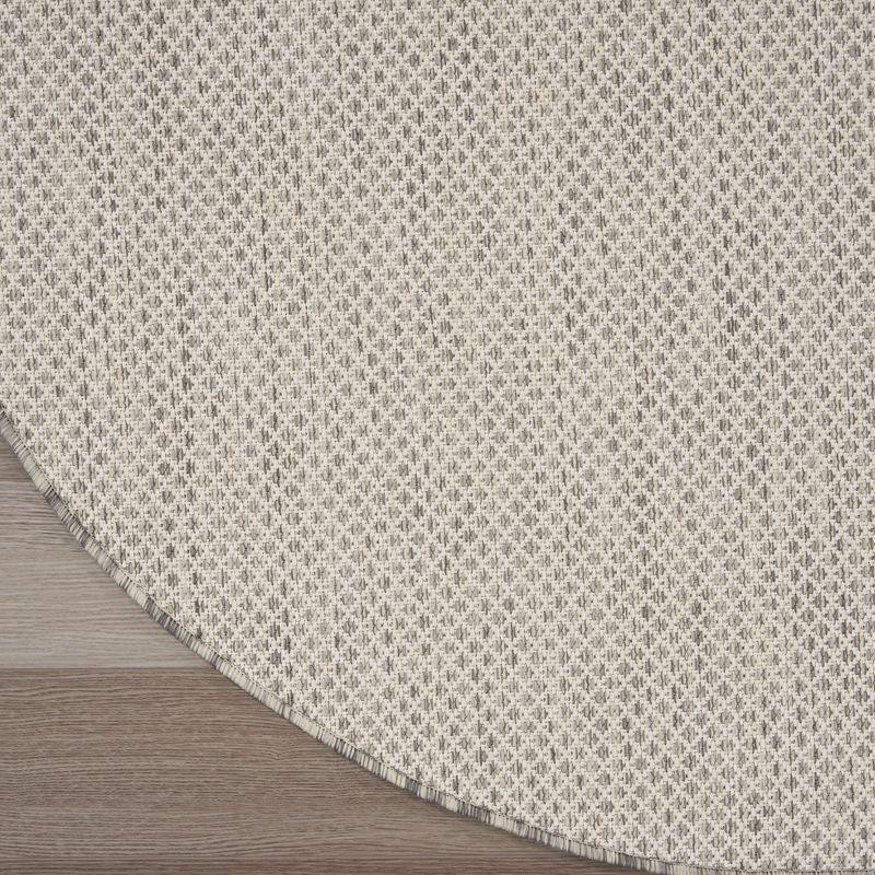 Nourison 5' x 5' Courtyard Modern Easy Care Flatweave Indoor Outdoor Round Rug Ivory/Silver