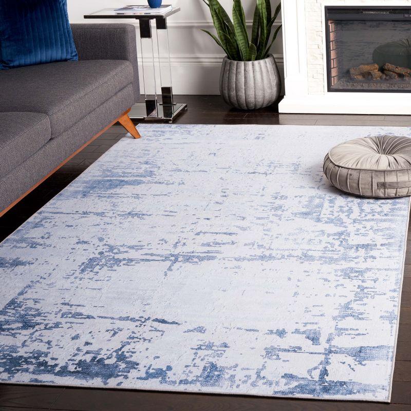 Tacoma 4' x 6' Gray and Navy Synthetic Area Rug