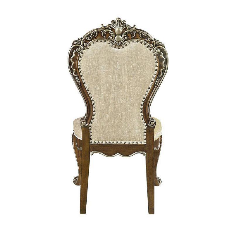 25" Latisha Dining Chair Antique Brown - Acme Furniture: Silver Detailing, Gray Chenille, Nailhead Trim