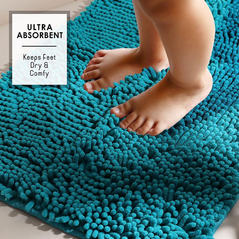 Hearth & Harbor Bathroom Rugs, Chenille Bath Mat - Teal Bath Rug, 26x44