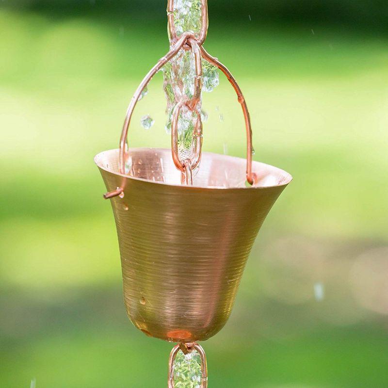 Marrgon Copper Rain Chain with Bell Style Cups for Gutter Downspout Replacement