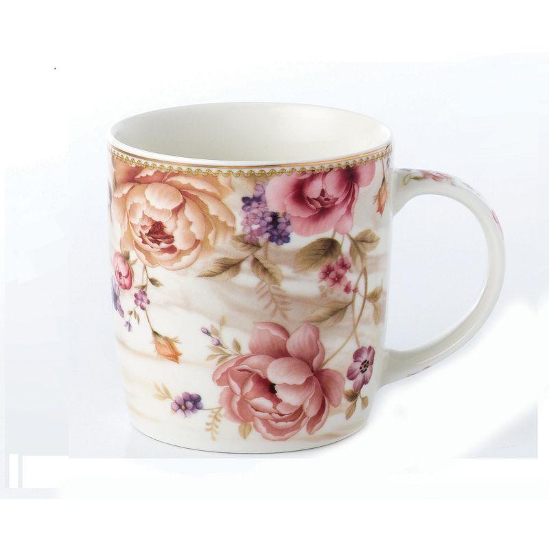 Lorren Home Trends Floral Coffee Mug (Set of 4)