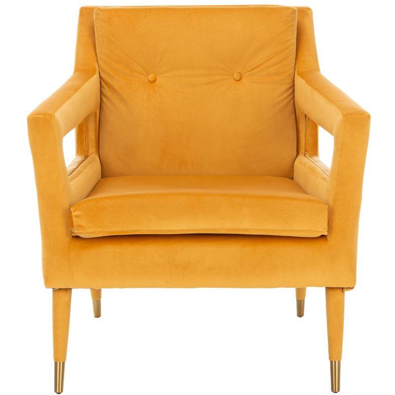 Marigold Velvet Transitional Accent Chair with Gold Leg Caps
