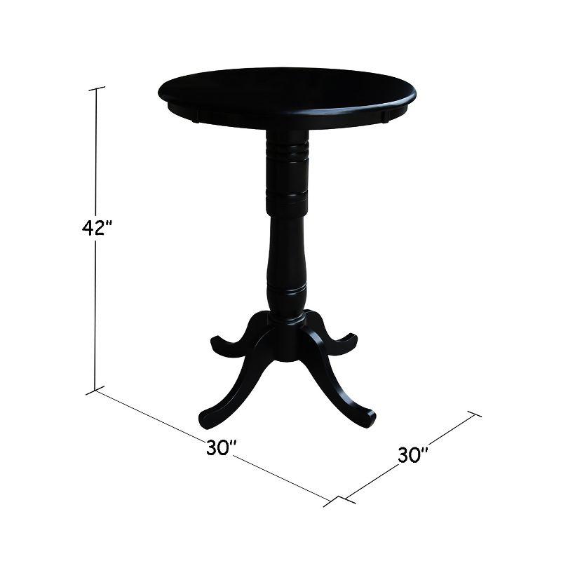 30" Round Black Wood Bar Height Pedestal Table