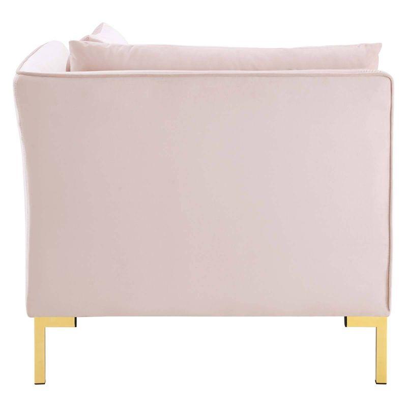 Ardent Performance Velvet Sofa Pink - Modway: Luxurious Upholstered 3-Seater with Gold Metal Legs