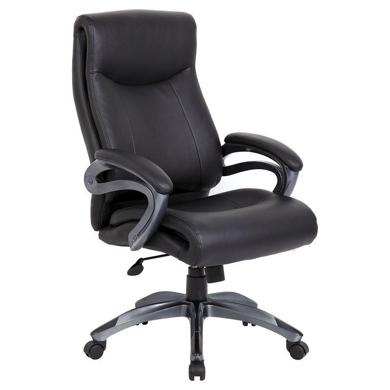 Ergonomic Metal Executive High Back Chair in Black LeatherPlus