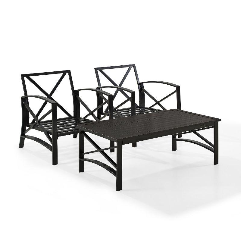 Kaplan 3-Piece Oil Bronze Outdoor Seating Set with Mist Cushions