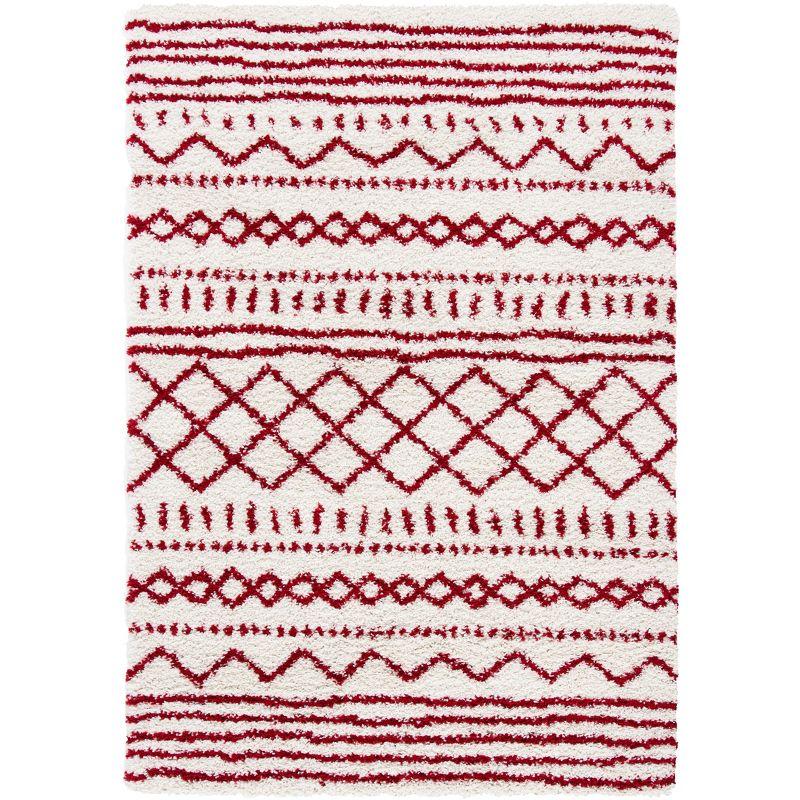 Arizona Shag ASG741 Power Loomed Indoor Area Rug - Ivory/Red - 5'1"x7'6" - Safavieh