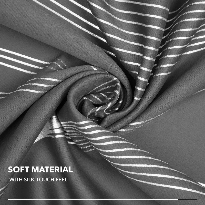 Deconovo Silver Wave Room Darkening Grommet Curtains (2 Panels) Light Beige 52W x 84L