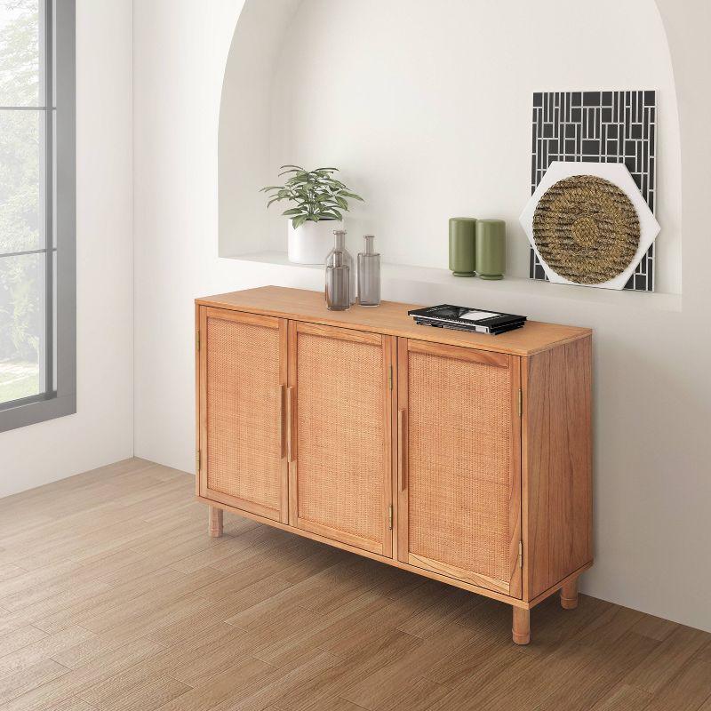 Delancey Light Blond 3-Door Adjustable Rattan Sideboard