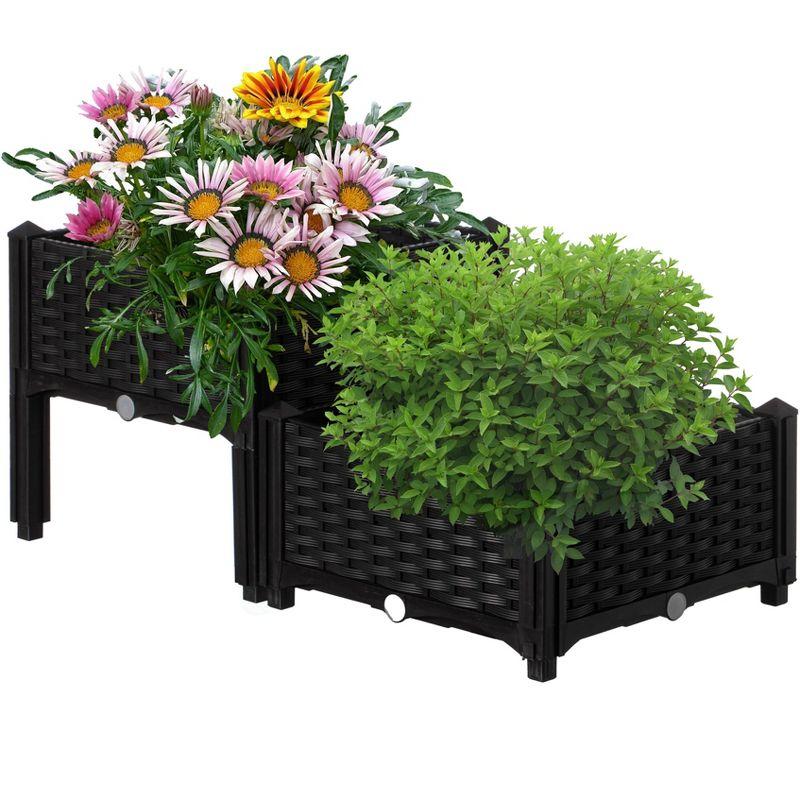 Rattan Raised Garden Bed Flower Planter