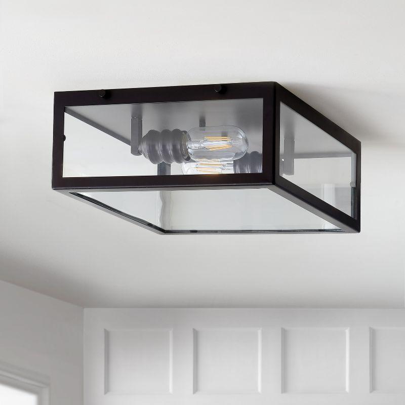 Grayson 12" Oil Rubbed Bronze and Clear Glass LED Flush Mount