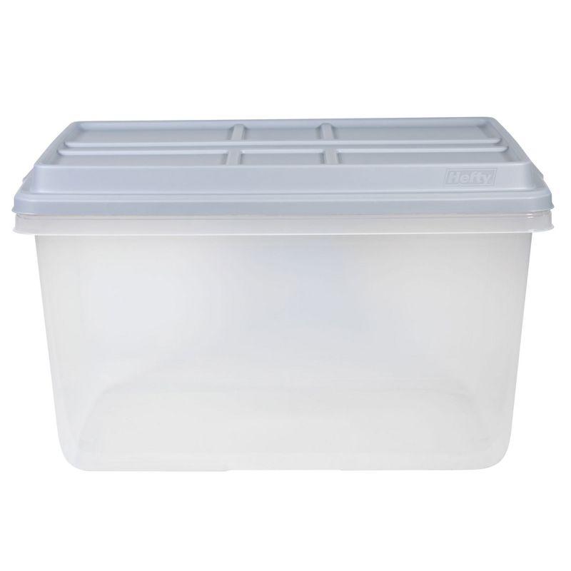 Hefty 72 Quart Hi-Rise Storage Bin with Lid, Stackable Plastic Container Tote for Home, Office, and Classroom Organization, 6 Pack, Quarry Gray