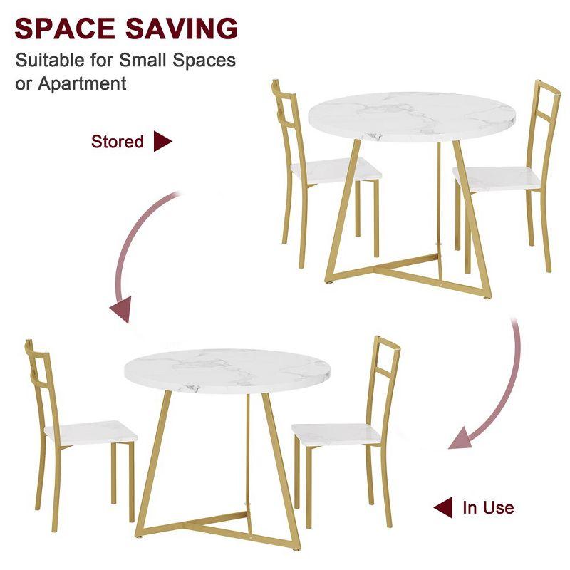 Dining Table Set for 2, Kitchen Table & Chair Sets for 2, Round Kitchen Table for Small Space, Apartment, Breakfast Nook