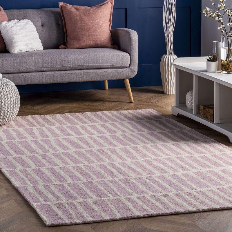 Baby Pink Hand Tufted Wool Rectangular Area Rug