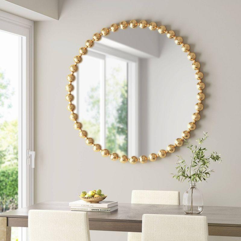 Marlowe Beaded Round Metal Wall Mirror