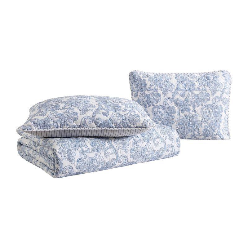 Stone Cottage Bedding Stone Cottage Field Of Paisley Cotton Reversible Blue Quilt Set, King