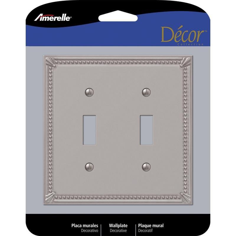 Amerelle Brushed Nickel 2-Gang Metal Toggle Wall Plate