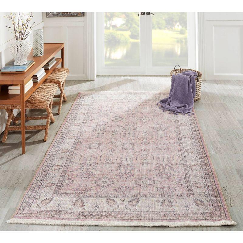 Vintage Charm Pink Cotton-Blend 2' x 3' Area Rug