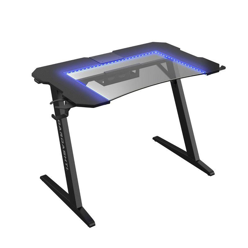 Dardashti Midnight Black Gaming Desk with LED Lights