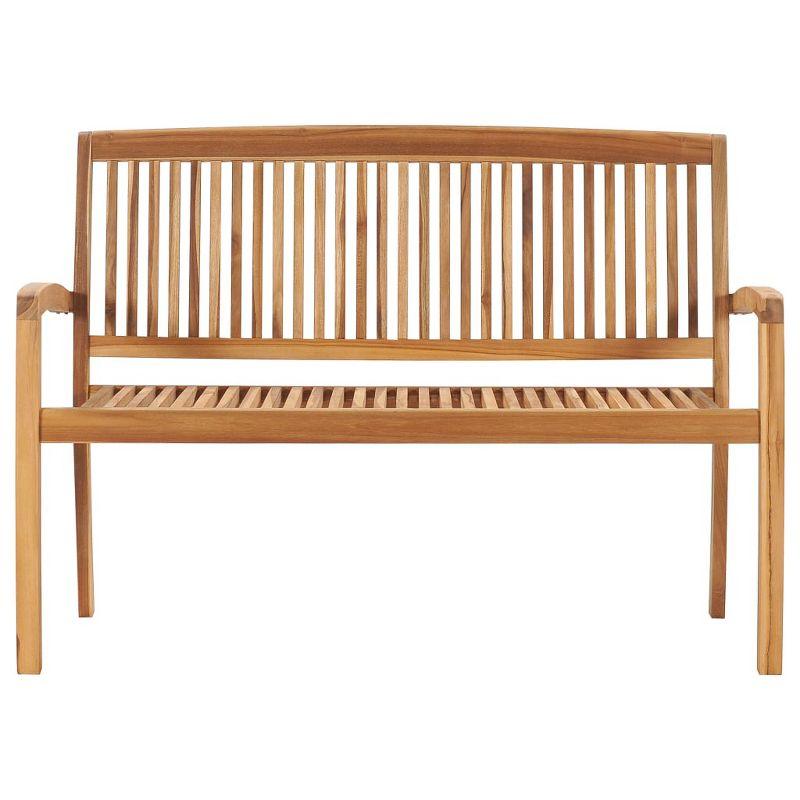 vidaXL Stacking Patio Bench with Cushion 50.6 in. Solid Teak Wood