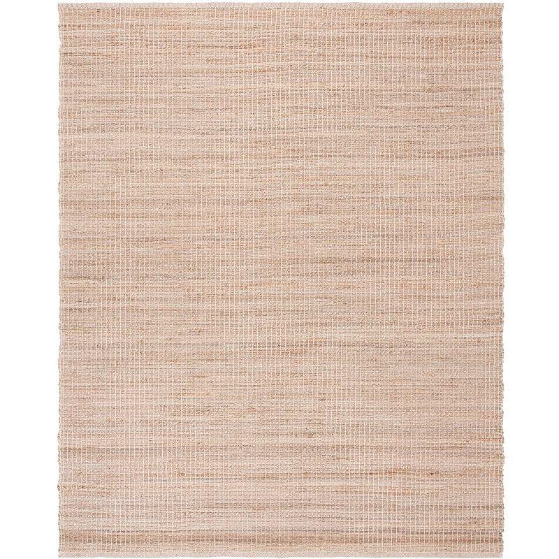 Natural Beige Handwoven Jute and Cotton Area Rug