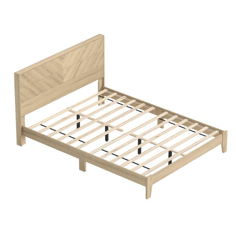 Weiss Oslo Oak Wood Frame Queen Platform Bed with Headboard