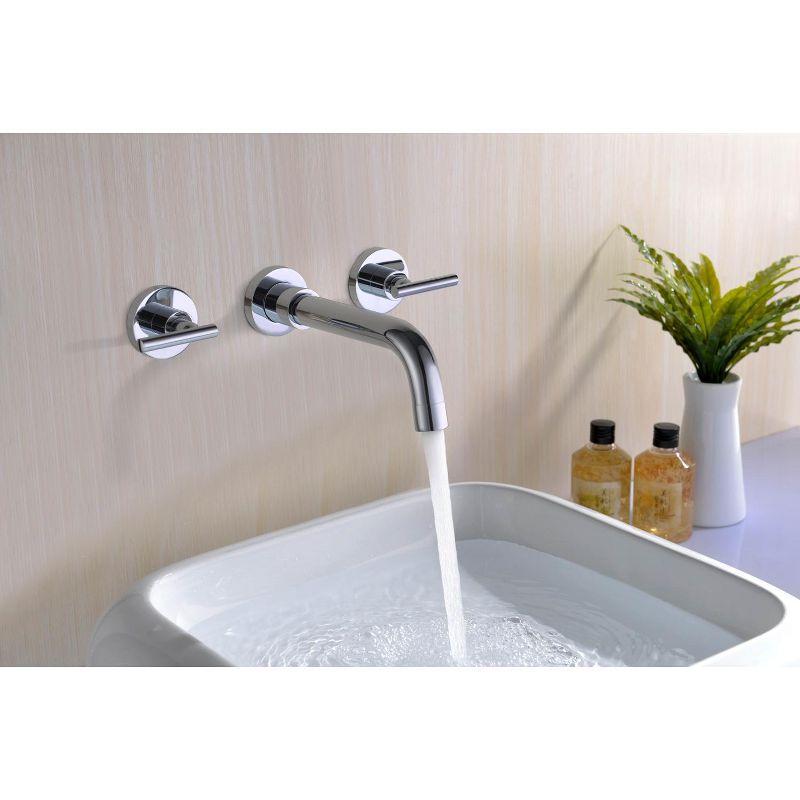 Chrome Wall-Mounted Bathroom Sink Faucet with Dual Handles