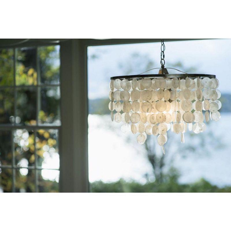 Elsa Satin Nickel 19'' Capiz Shell Pendant Light