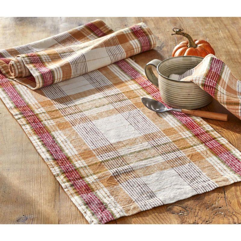 tagltd Eva Slub Weave Harvest Fall Orange Cotton Plaid Cloth Napkin, Set Of 4