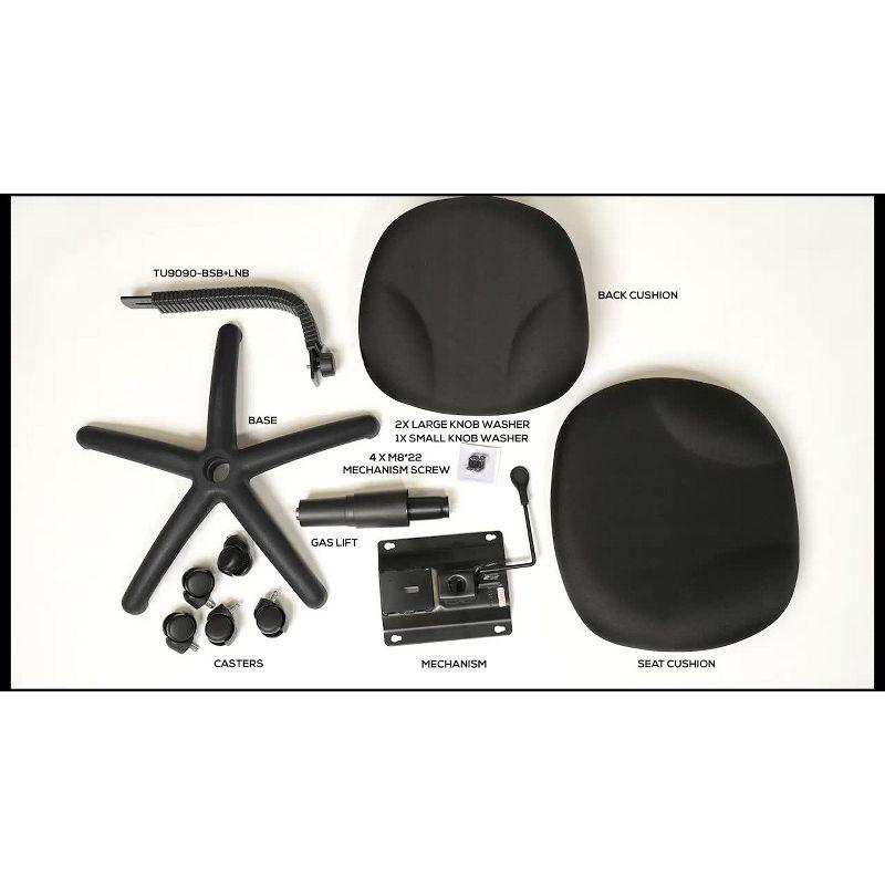 Boss Office Products Diamond Task Chair Black: Upholstered, Swivel, Adjustable Height, Metal Frame, Nylon Legs