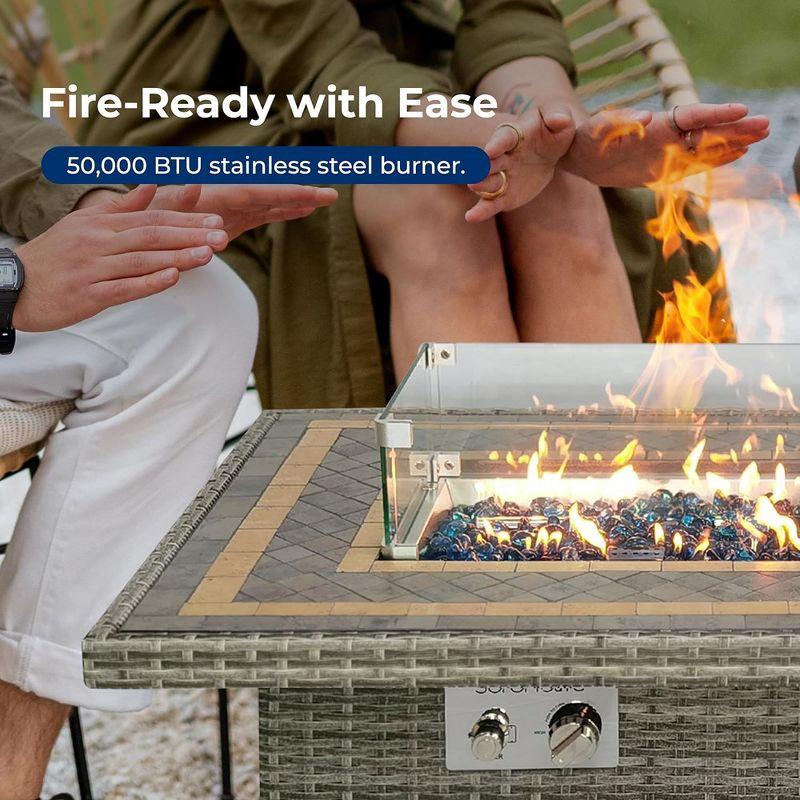 24.8" H x 43.31" W Propane Outdoor Fire Pit Table