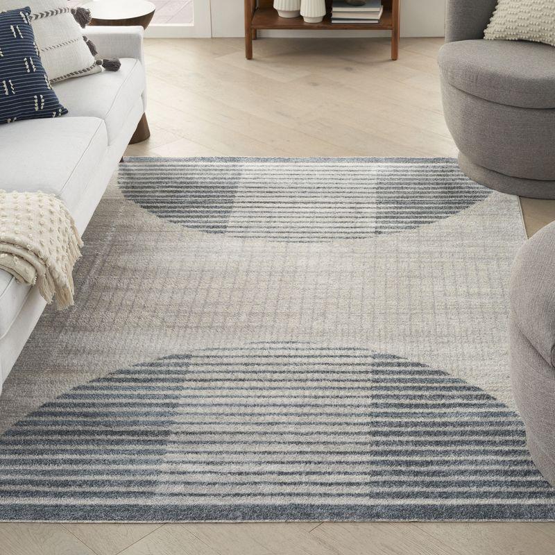 Nourison Washable Astra Semi Circles Mid-Century Modern Indoor Flatweave Area Rug