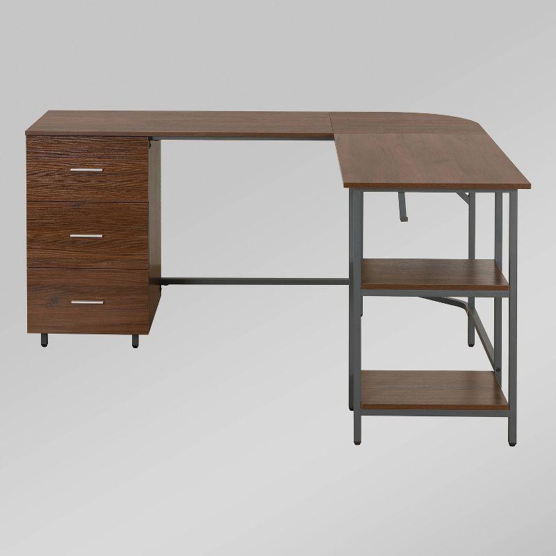 L Shape Home Office Two-Tone Desk with Storage - Techni Mobili