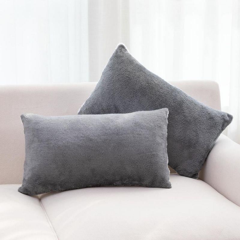 Gray Arctic Velvet and Microfleece Throw Pillow Set