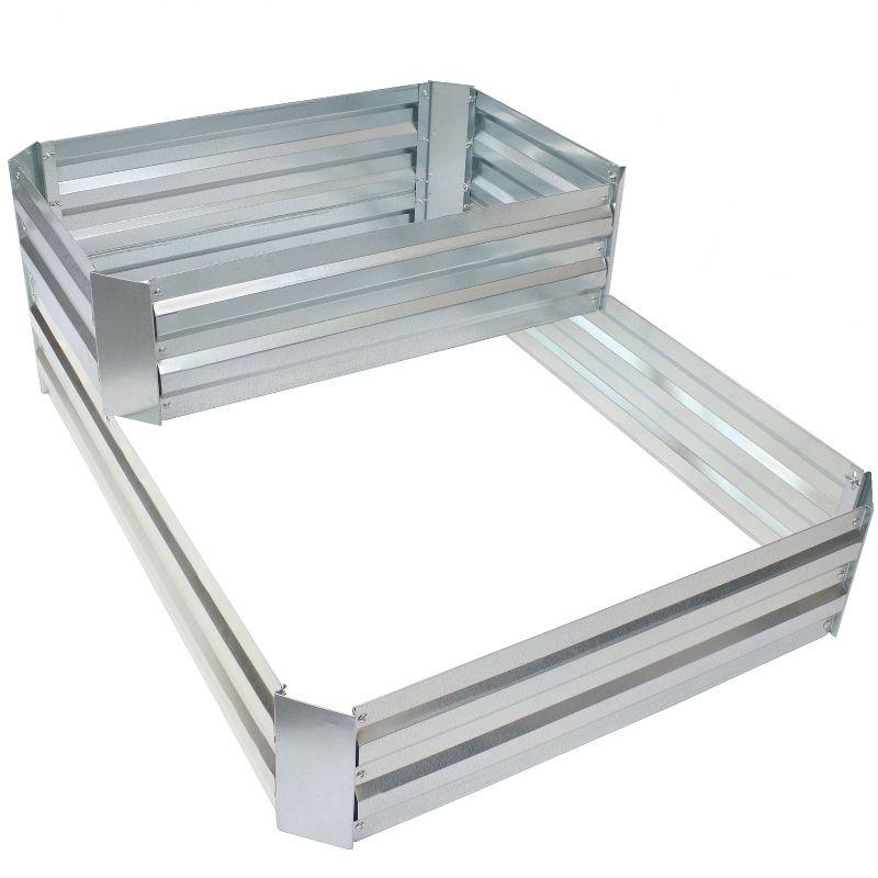 Silver 2-Tier Galvanized Steel Raised Garden Bed