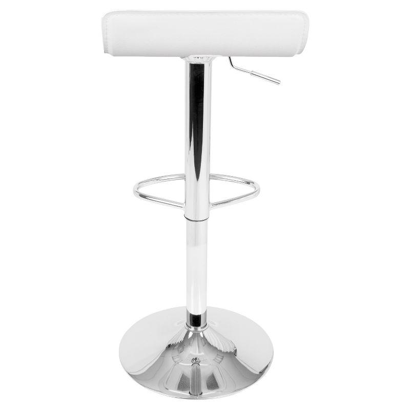 Contemporary White Leatherette Adjustable Swivel Barstool, 16"