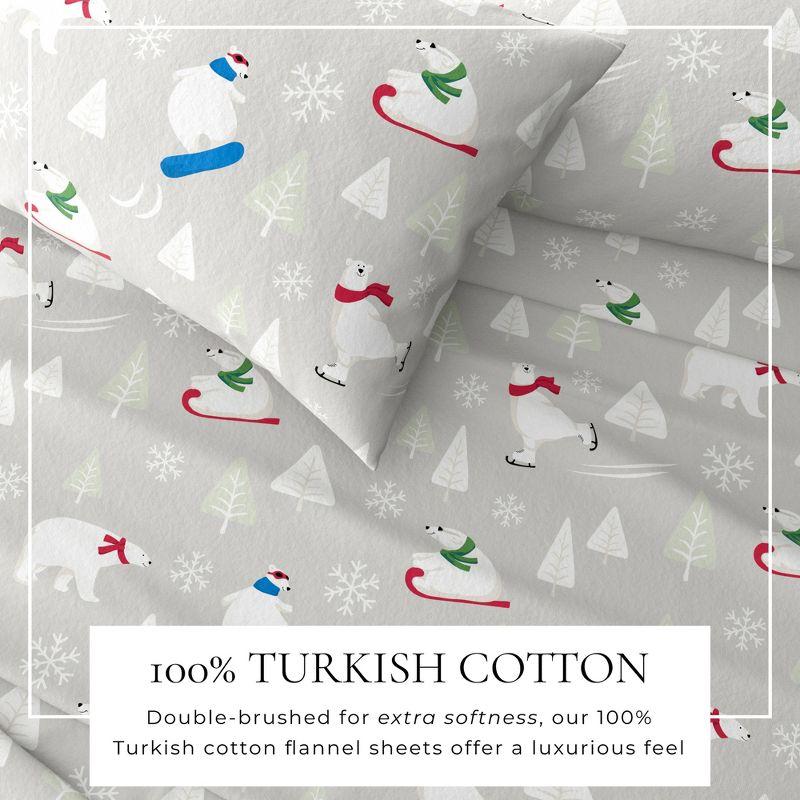 100% Turkish Cotton Holiday Printed Flannel Sheet Set