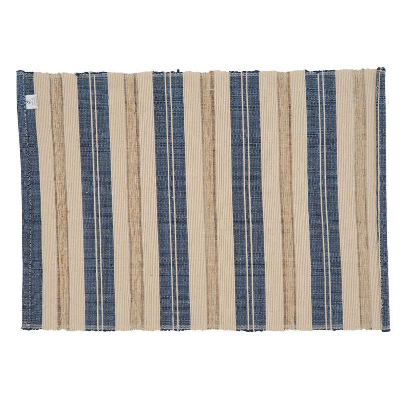 Coastal Striped Blue and Beige Rectangular Placemats, Set of 4