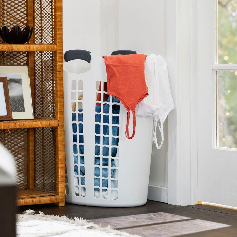 Gracious Living Gracious Living Easy Carry Flex 87 L Plastic Laundry Hamper, White (2 Pack) (Set of 2)