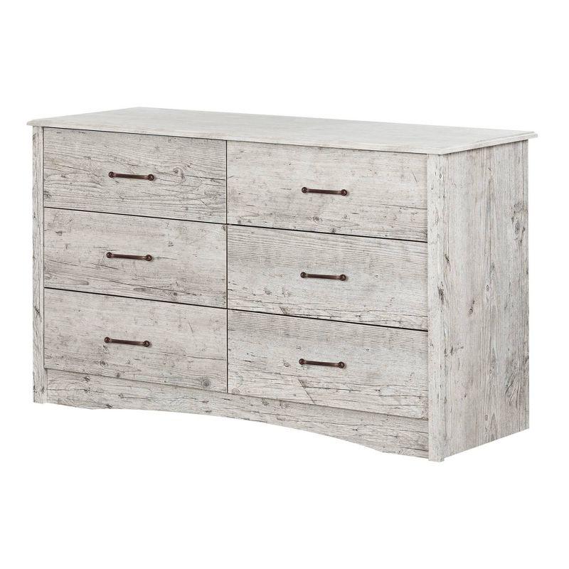 Seaside Pine 6-Drawer Double Dresser with Metal Handles