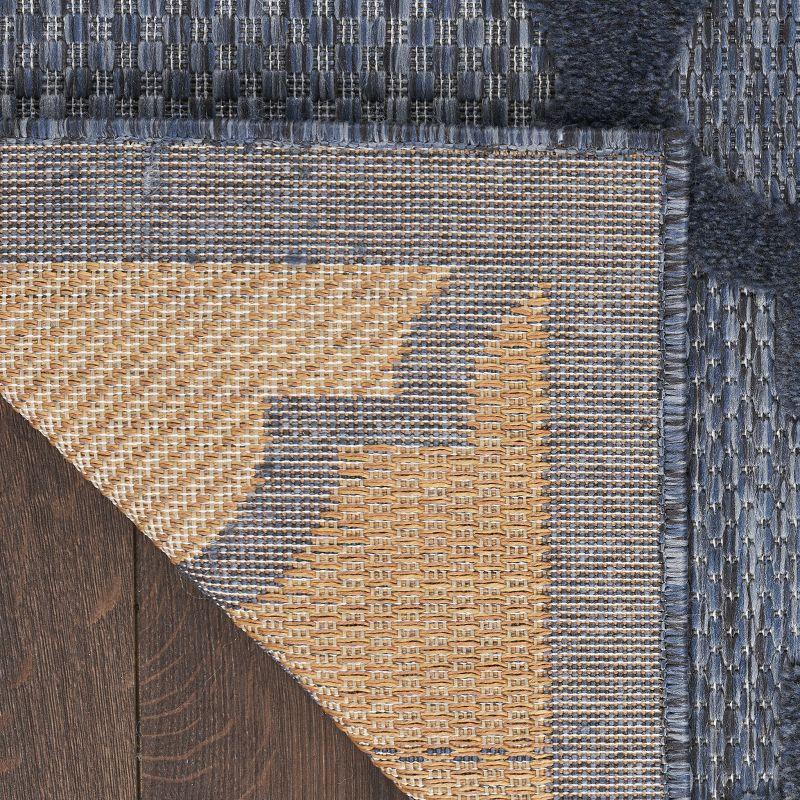 Nourison Easy Care Trellis Flatweave Indoor Outdoor Area Rug 5' x 7' Navy Blue