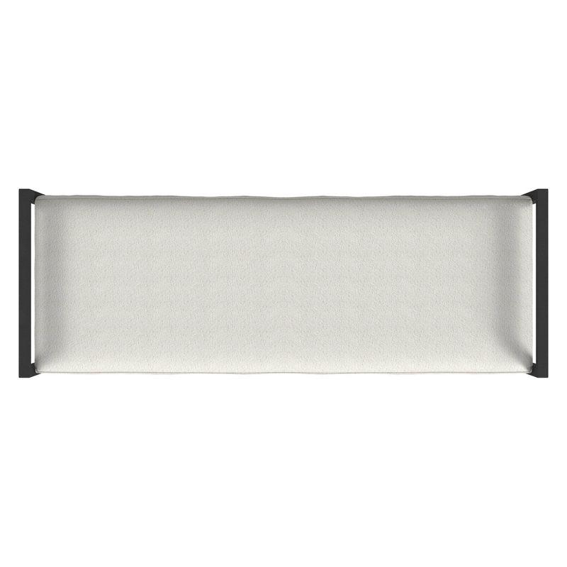 HomePop Modern Metal Bench Cream: Rectangle Upholstered Indoor Bench, End of Bed Seating, Polyester