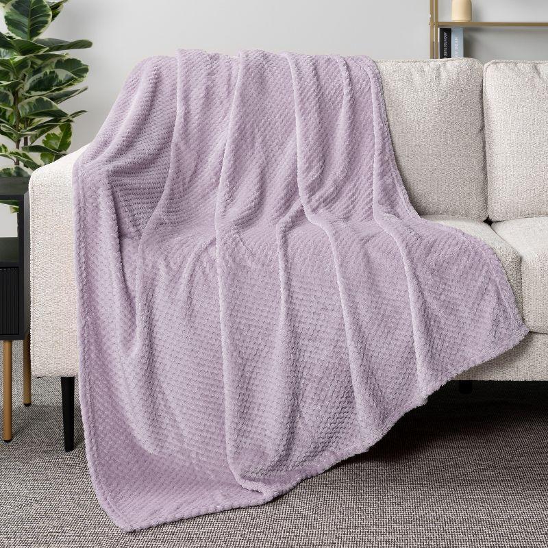 Lavender Purple Knitted Fleece Throw Blanket, 50x60 Inches