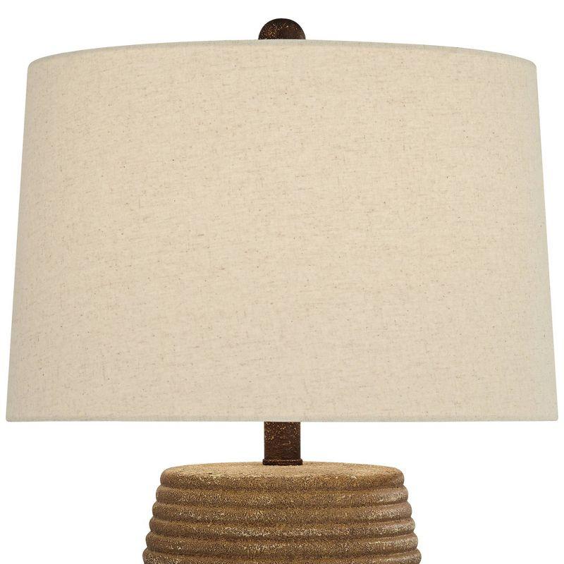 360 Lighting 23" High Small Farmhouse Rustic Country Cottage Accent Table Lamp Brown Sandstone Finish Ceramic Single White Shade Living Room Bedroom