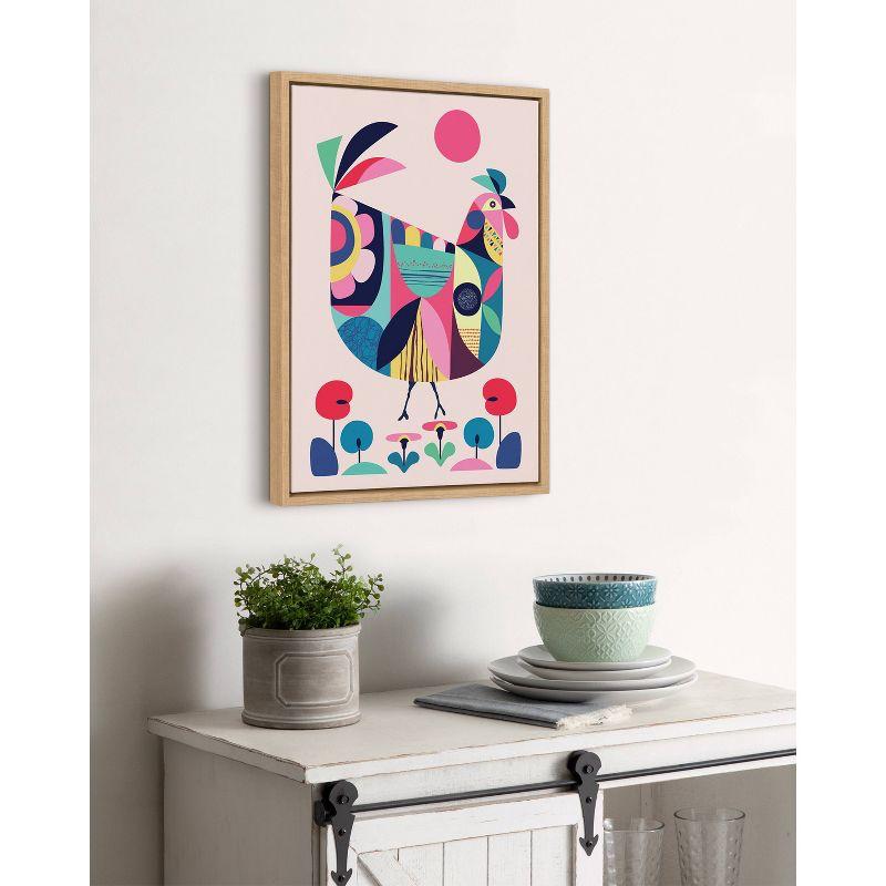 Colorful Mid Century Modern Wyandotte Framed Canvas Art