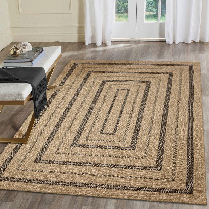 Liora Manne Sahara Multi Border Indoor/Outdoor Rug Natural 6'6" x 9'4"