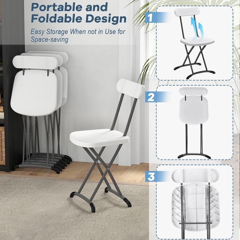 Costway 2-Pack Folding Chair with Metal Curved Feet Wide Seat & Ergonomic Backrest Black/White