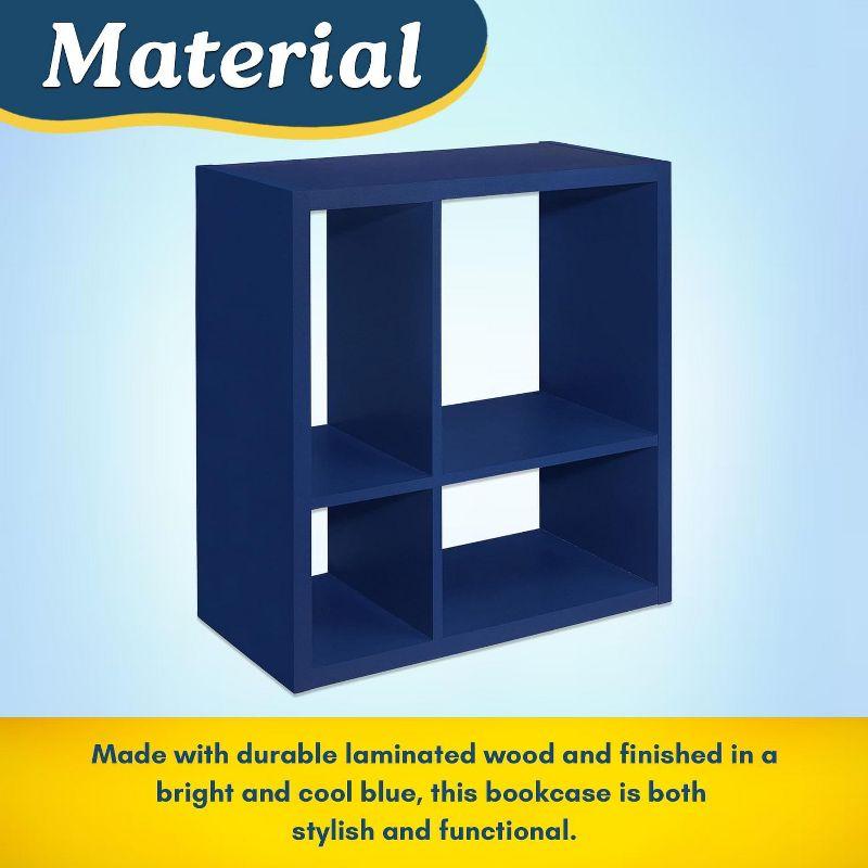 Kings Brand Furniture - Katelyn 4-Cube Open Bookcase, Kids Toy Storage Shelf Organizer (Blue)