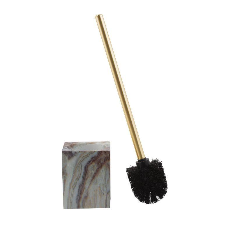 Agate Square Gold and Marble Toilet Brush Holder Set